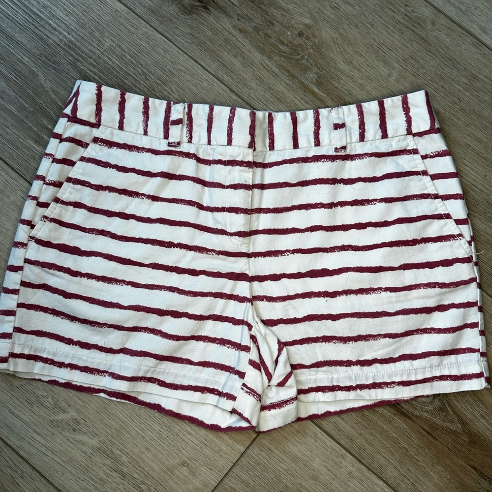 Ann Taylor Burgundy and White Striped Shorts